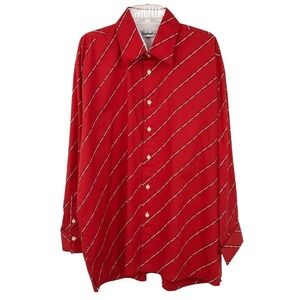 Vintage Elephant Men’s Button Up Shirt Size XL Philadelphia All Over Script Red